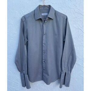 Ermenegildo Zegna Mens Long Sleeve Button Down Dress Shirts Gray Sz 39 15.5